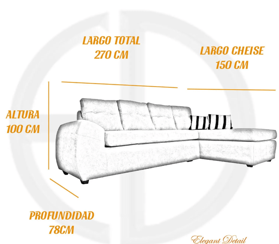 Seccional Derecho Houston Elegant Detail Gris5