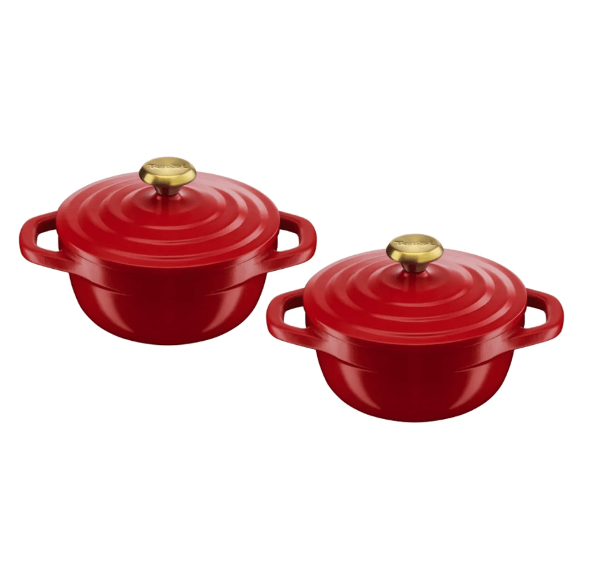 Set 2 ollas Tefal mini cocotte Air 11cm Rojo, caja con desgastes.1