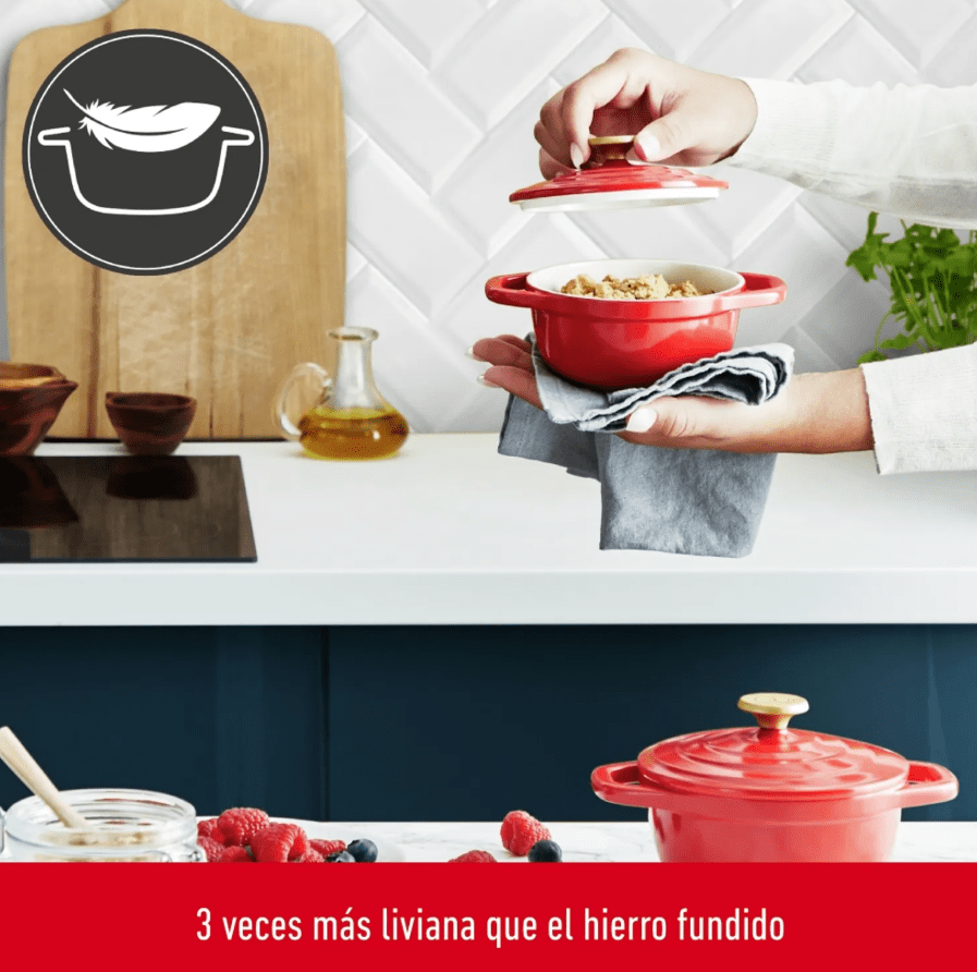 Set 2 ollas Tefal mini cocotte Air 11cm Rojo, caja con desgastes.2