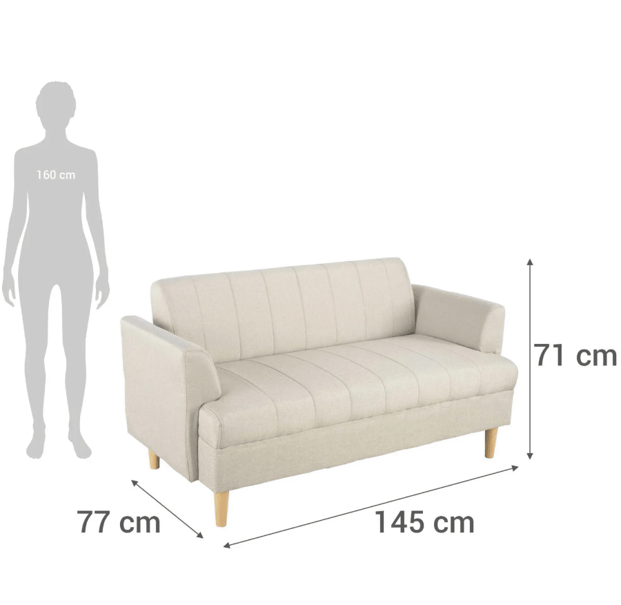 Sofá 2 cuerpos 145x71x77 cm Beige JUST HOME COLLECTION7