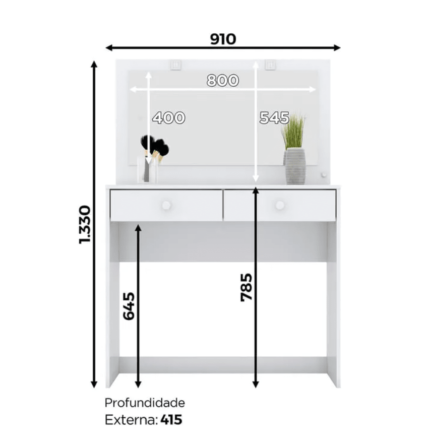 Tocador Master Blanco 2 Cajones Home Mobili4