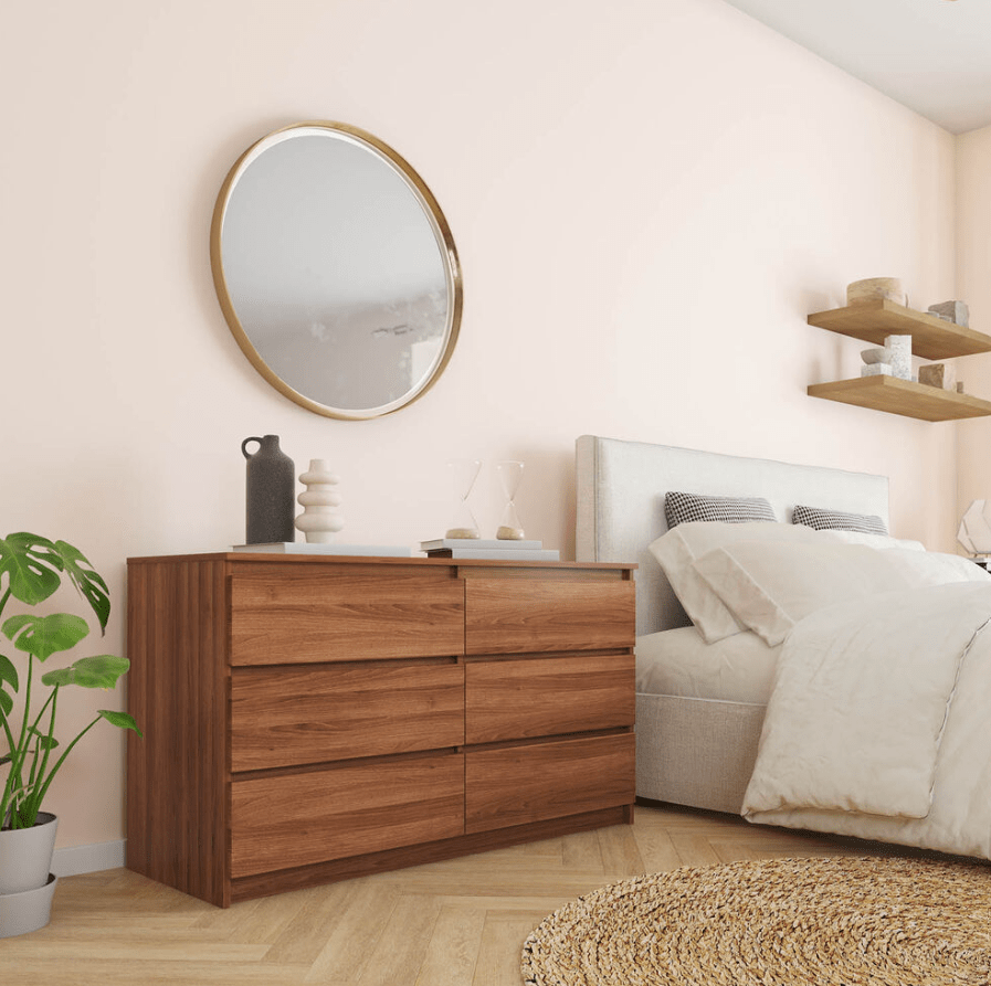Cómoda 6 Cajones Nórdica Nogal CIC2
