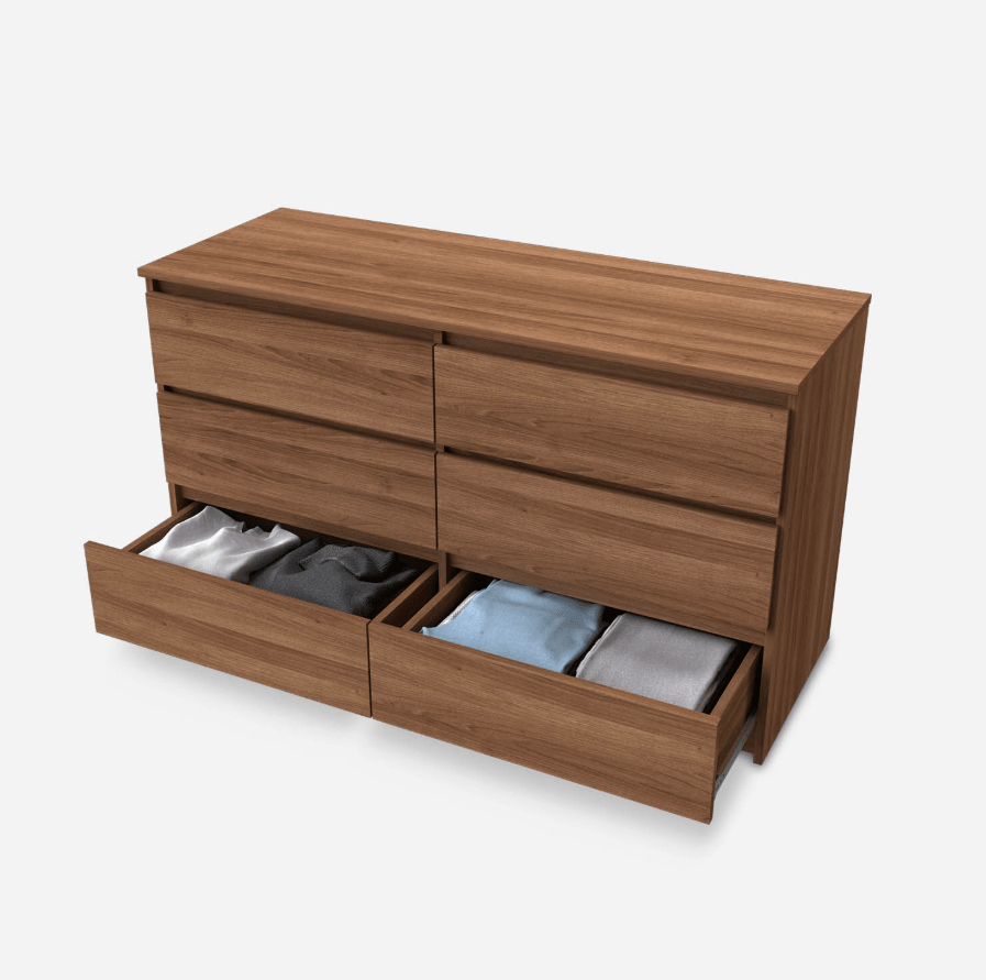 Cómoda 6 Cajones Nórdica Nogal CIC3