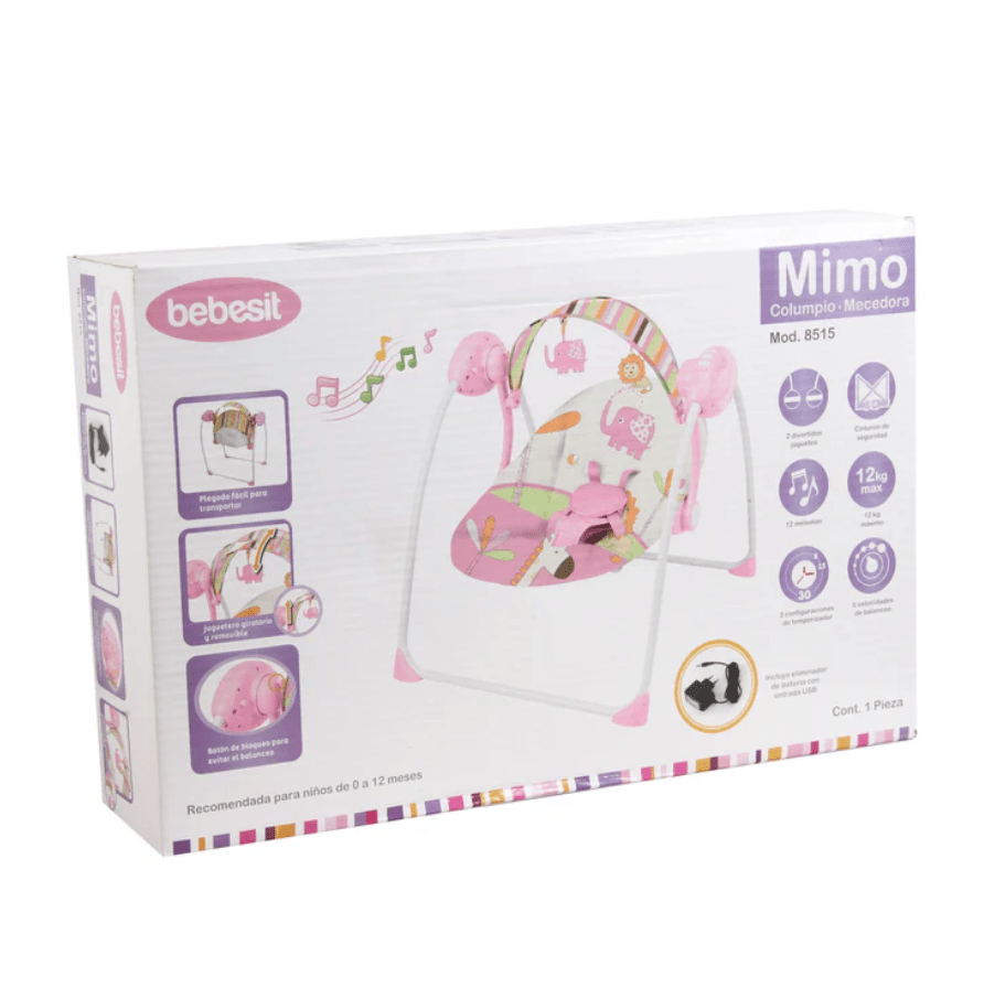 Silla mecedora para bebé Bebesit Mimo eléctrica 8515 rosa2