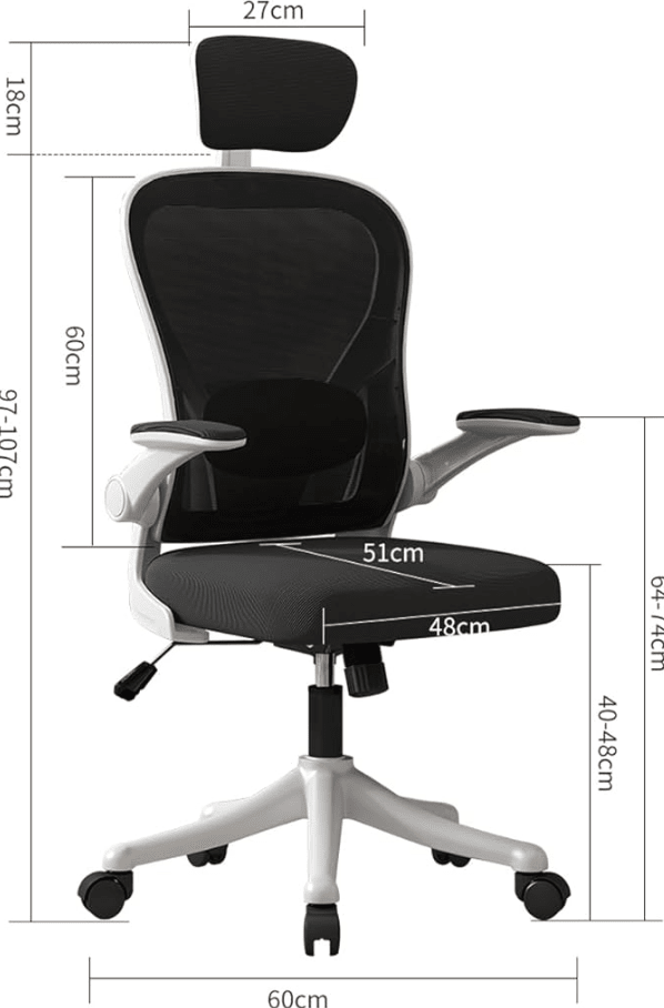Silla Vidita Ergonómica de Oficina  Blanco y Negro2