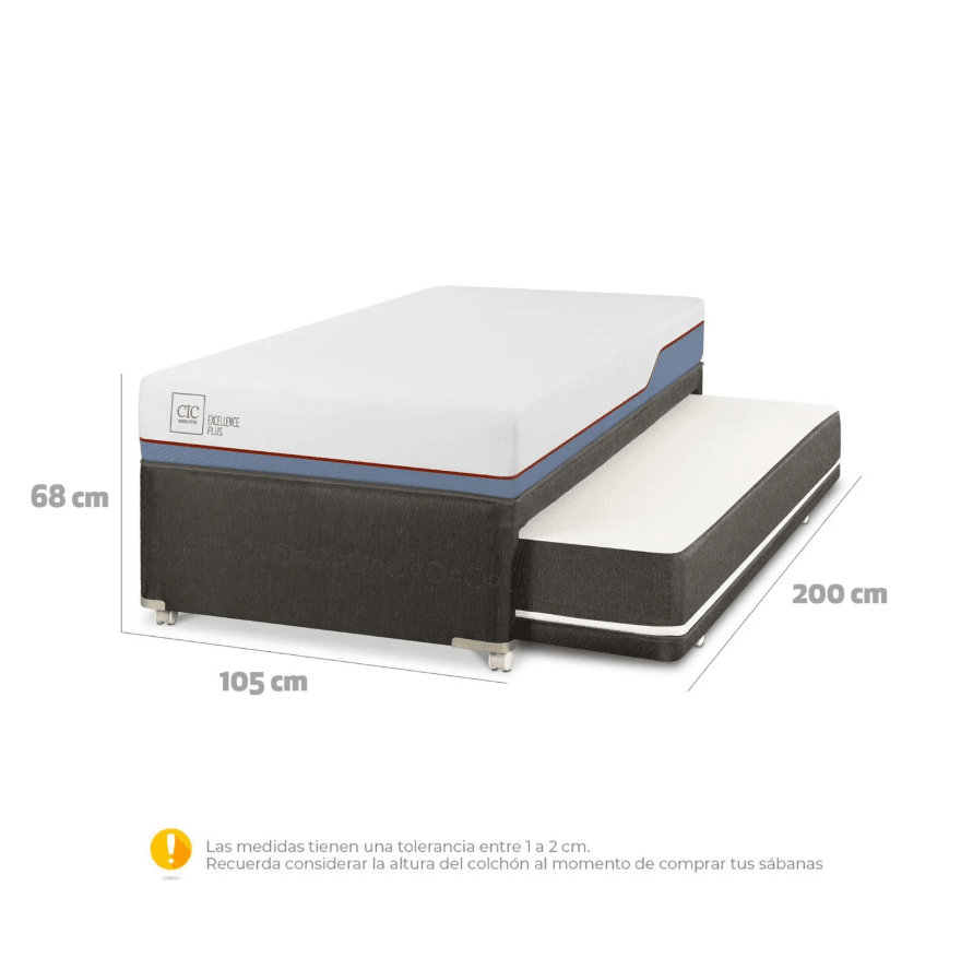 Cama Nido Excellence Plus Black 1.5 Plazas X 2.00Mt Cic3