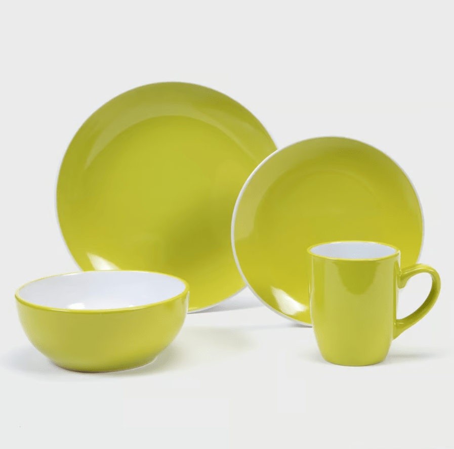 Juego de Loza Mica Two Tones Cerámica 24 Piezas Verde1