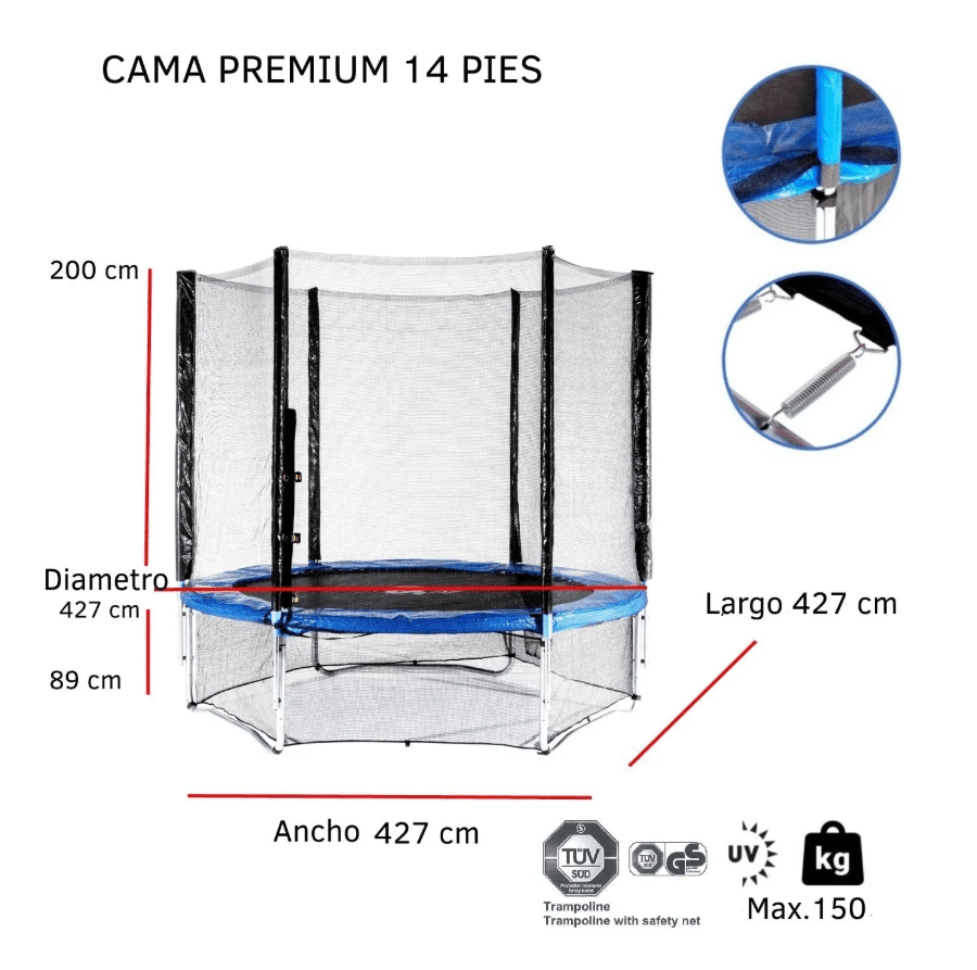 Cama Elastica 14 Pies 4.27 Cm Premium Kidscool2