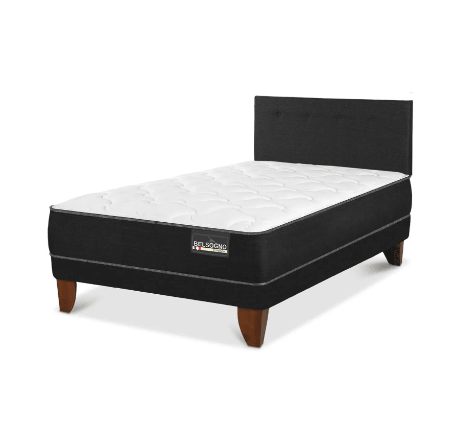 Cama Europea Belsogno Plus Black 2 Plazas Respaldoblack1