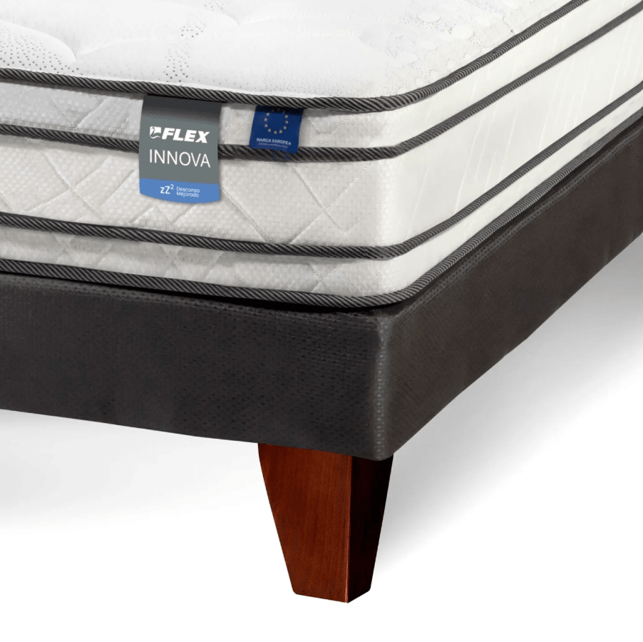 Cama Europea Innova 2 Pl Box Bd + Respaldo + 2 Veladores Flex3