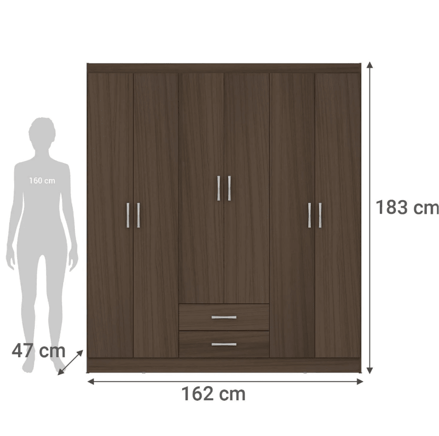 Clóset 6 Puertas162x183x47 cm Avellana casa bonita3