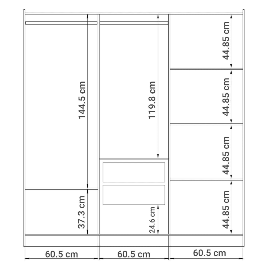 Clóset Lyon New 3 Puertas 2 Cajónes VekkaHome4