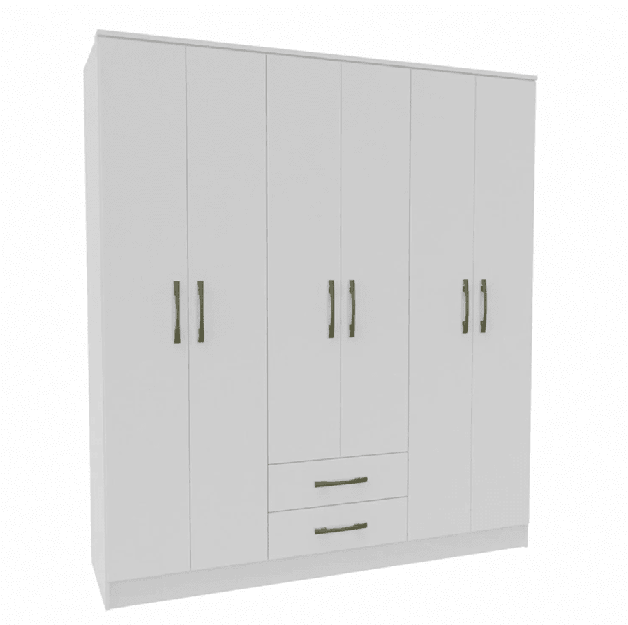 Clóset Pequim 6 Puertas 2 Cajónes 161.7x182.5x47 cm Blanco Vekka1