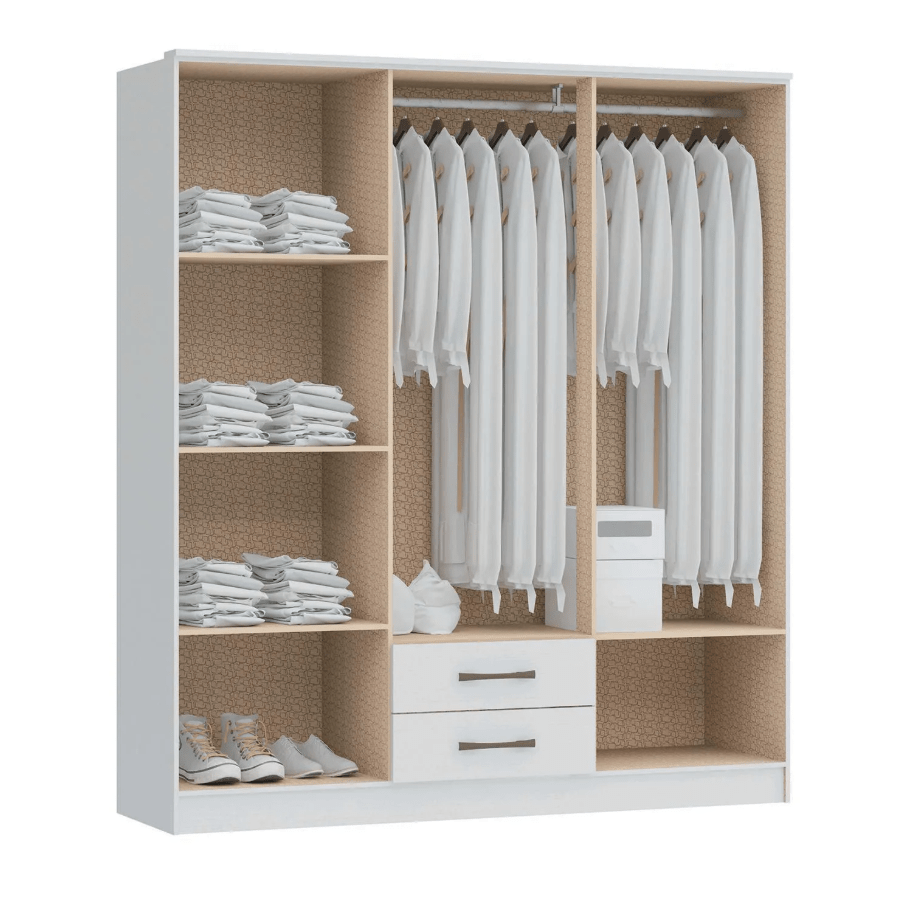 Clóset Pequim 6 Puertas 2 Cajónes 161.7x182.5x47 cm Blanco Vekka2