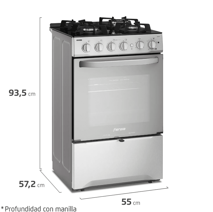 Cocina a Gas 4 Platos Espejado F 3000 RT Fensa5