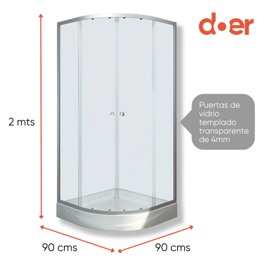 DOER CABINA DE DUCHA ELEGANCE LARGE 90X90X200CM DISEÑO CURVO3