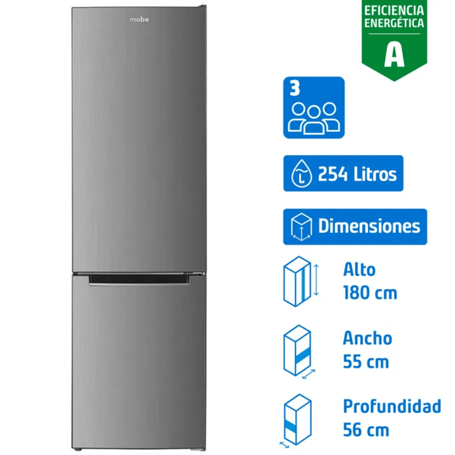 REFRIGERADOR 254 LITROS BOTTOM RMB426PXLRS0 INOX - UN - MABE -1