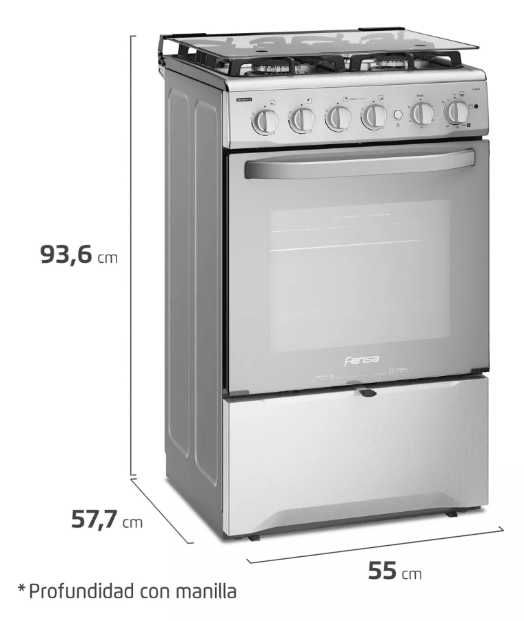 Cocina a Gas 4 Platos Fensa VaporBake Triple Llama F 2808 F2