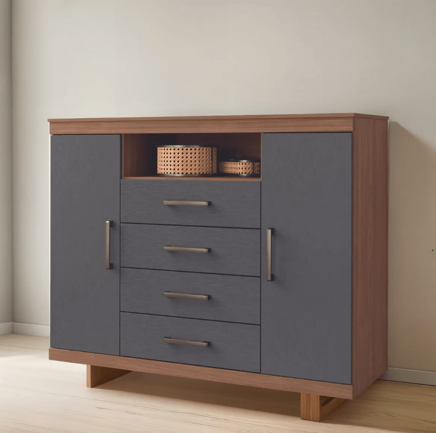 Cómoda 2 Puertas 4 Cajón(es) Master 129x99x46.8 Cm Grafito1