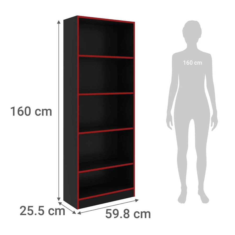 Estante Gamer MDP 5 Niveles Negro/Rojo TECNOMOBILI3