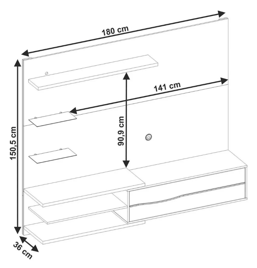Panel Tv 60 Mdp Blanco 151x180x36 Cm HOME MOBILI3