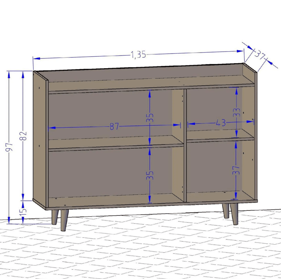 Aparador buffet bar rústico negro 97x135x37 cm HOGA2