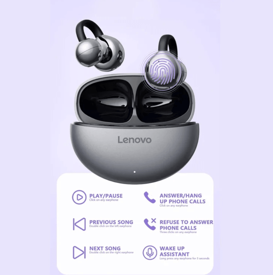 Auriculares inalámbricos lenovo ta410 bluetooth 5.4 gris3