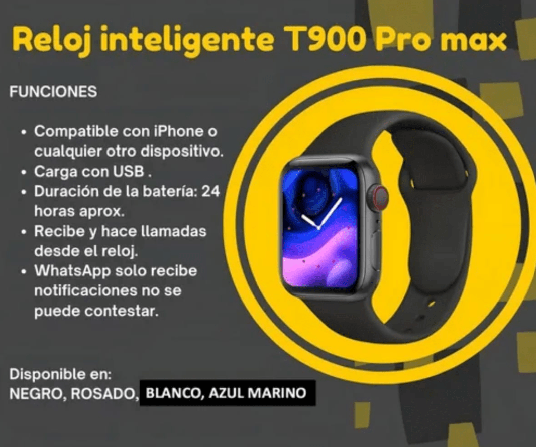 Reloj inteligente smartwatch bluetooth t900 pro max deportivo negro2