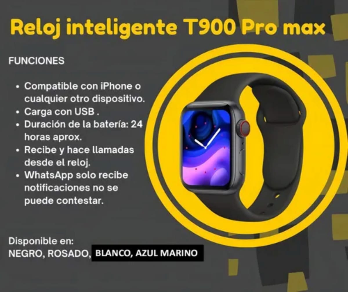 Reloj inteligente smartwatch bluetooth T900 Pro Max deportivo Rosado6