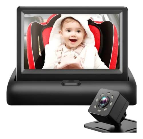 Monitor de bebé para el auto con cámara trasera Negro1