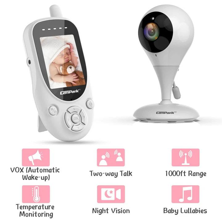 Monitor de bebé con video Campark BM20, cámara digital giratoria de 360°2