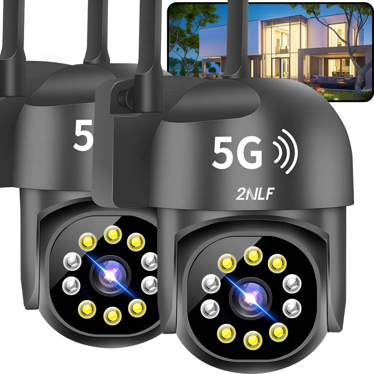 Camara de Seguridad Exterior Wifi ip 360° 1080p Con Led 2nlf Negro2