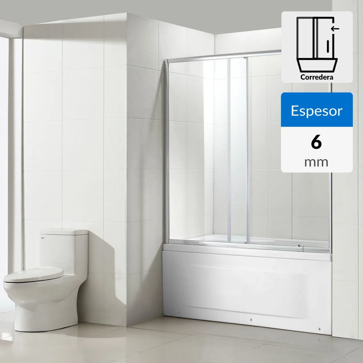 Mampara ajustable Sensi Dacqua  6mm 135-150x150cm1