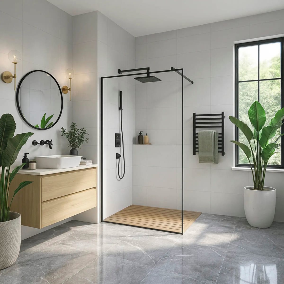 Mampara ducha Sensi Dacqua 100x195  fija borde negro1