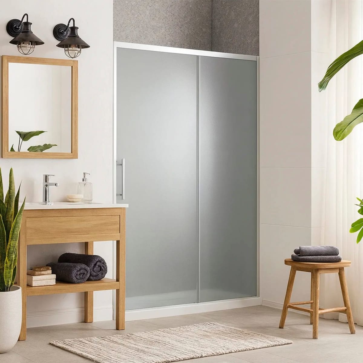 Mampara Klipen corredera rectangular 140x185 cm vidrio templado1
