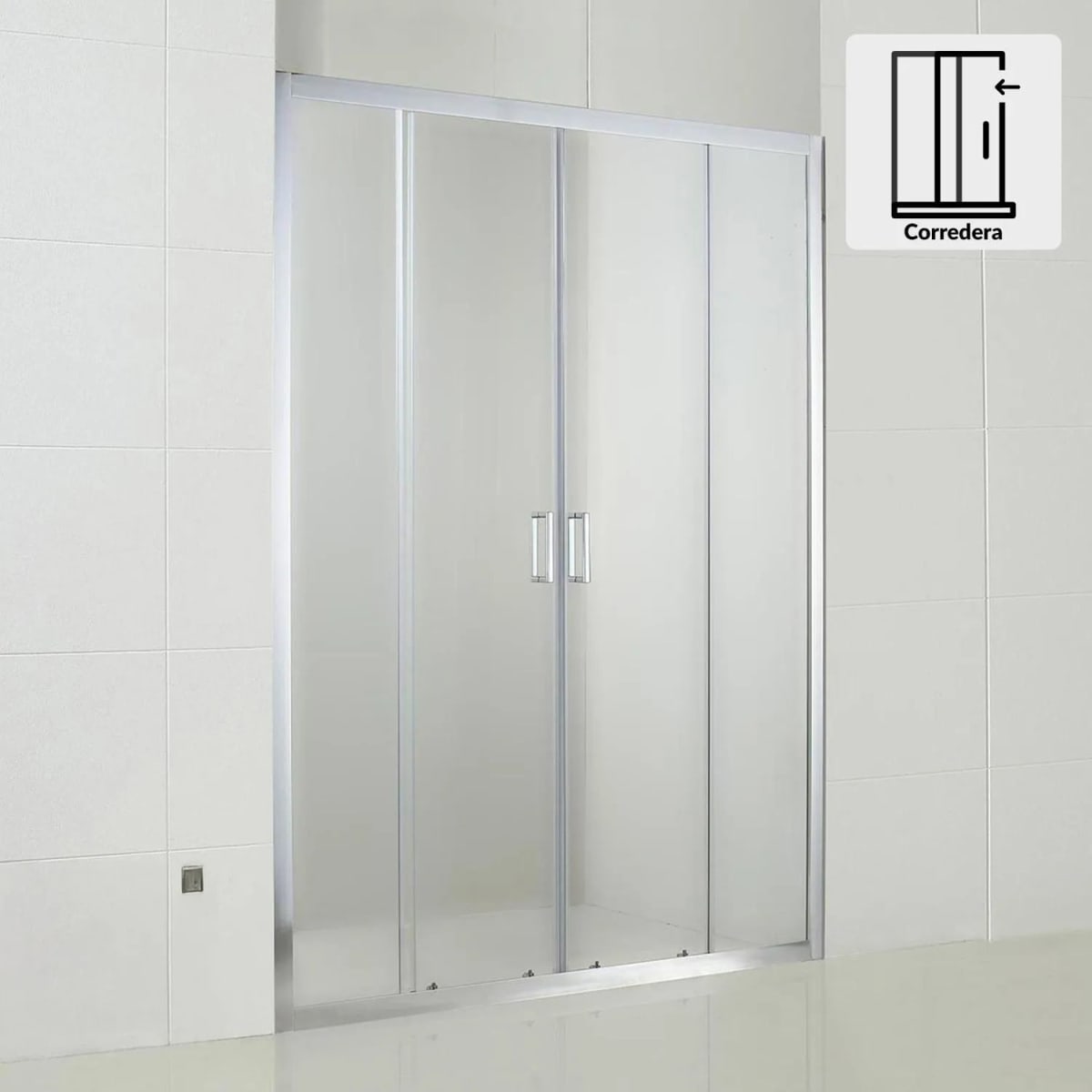 Mampara Klipen corredera rectangular 120x198 cm vidrio templado2