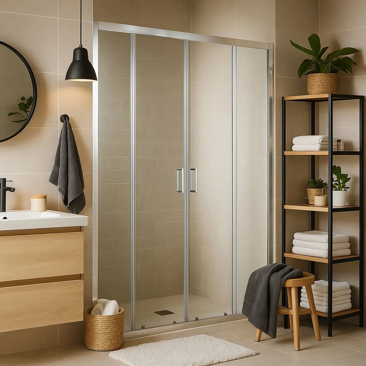 Mampara Klipen corredera rectangular 120x198 cm vidrio templado1