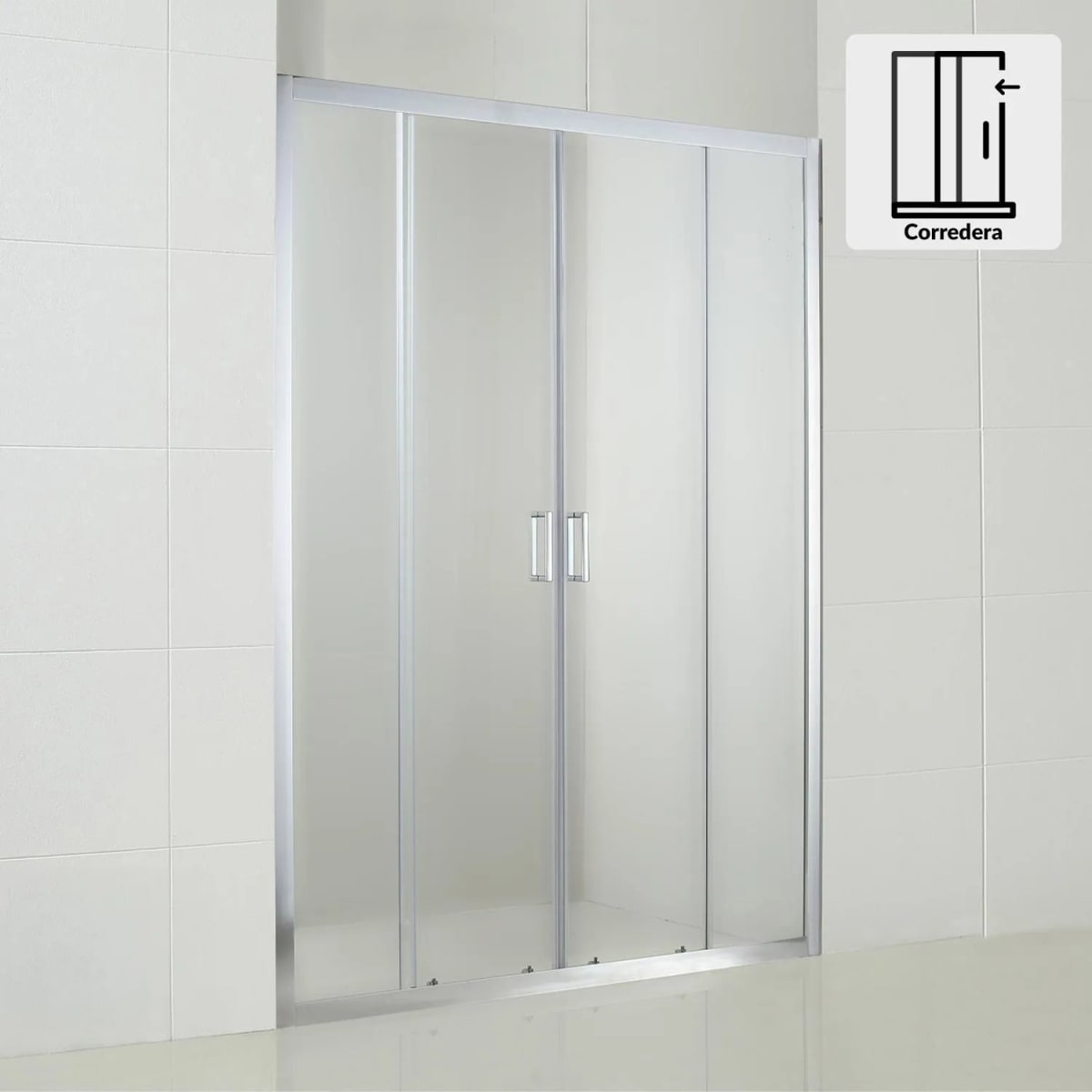 Mampara Klipen corredera rectangular 140x198 cm vidrio templado2