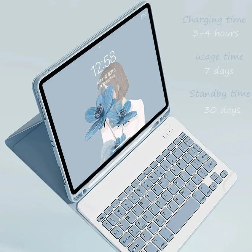 Funda y teclado compatible con Samsung Galaxy Tab A8 2021- Celeste2