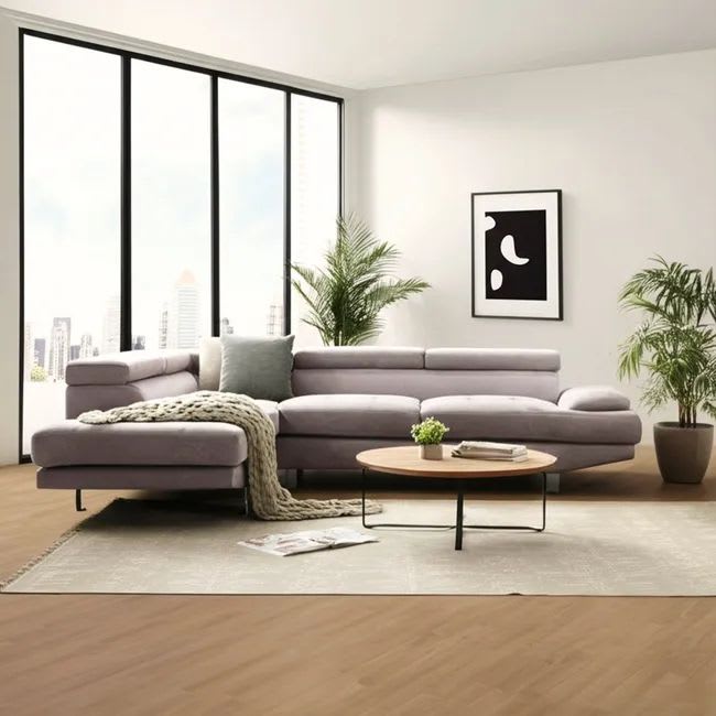 Sofá Mica Seccional Izquierdo Okinawa 4 Cuerpos-Gris1