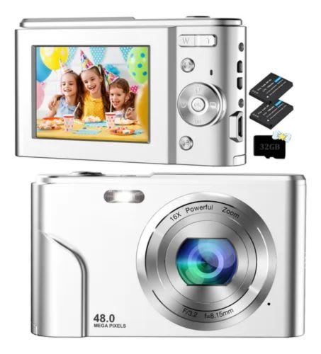 Cámara Digital 1080p Fhd Video Audio Webcam Principiante Color Plateado1