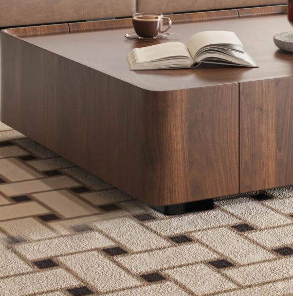 Mesa centro café nogal cuadrada Jillann con cajones de almacenamiento3