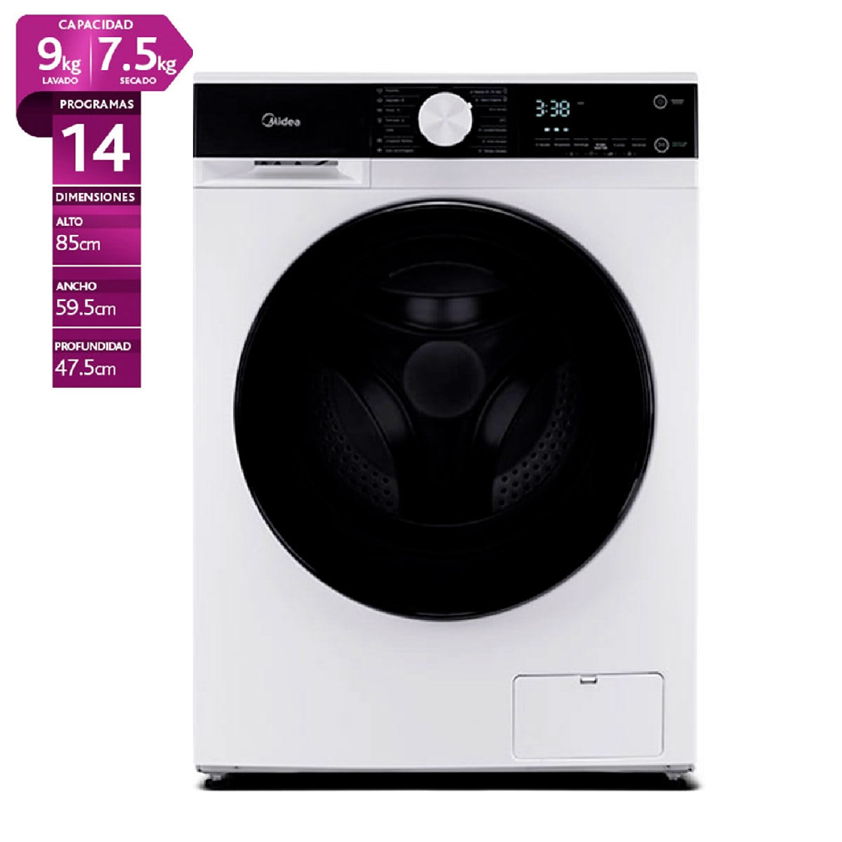 LAV SEC MIDEA MLSF-095B/W 9.5/7KG1