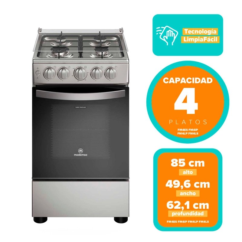 COCINA A GAS MADEMSA 4 QUEMADORES FM4ES6