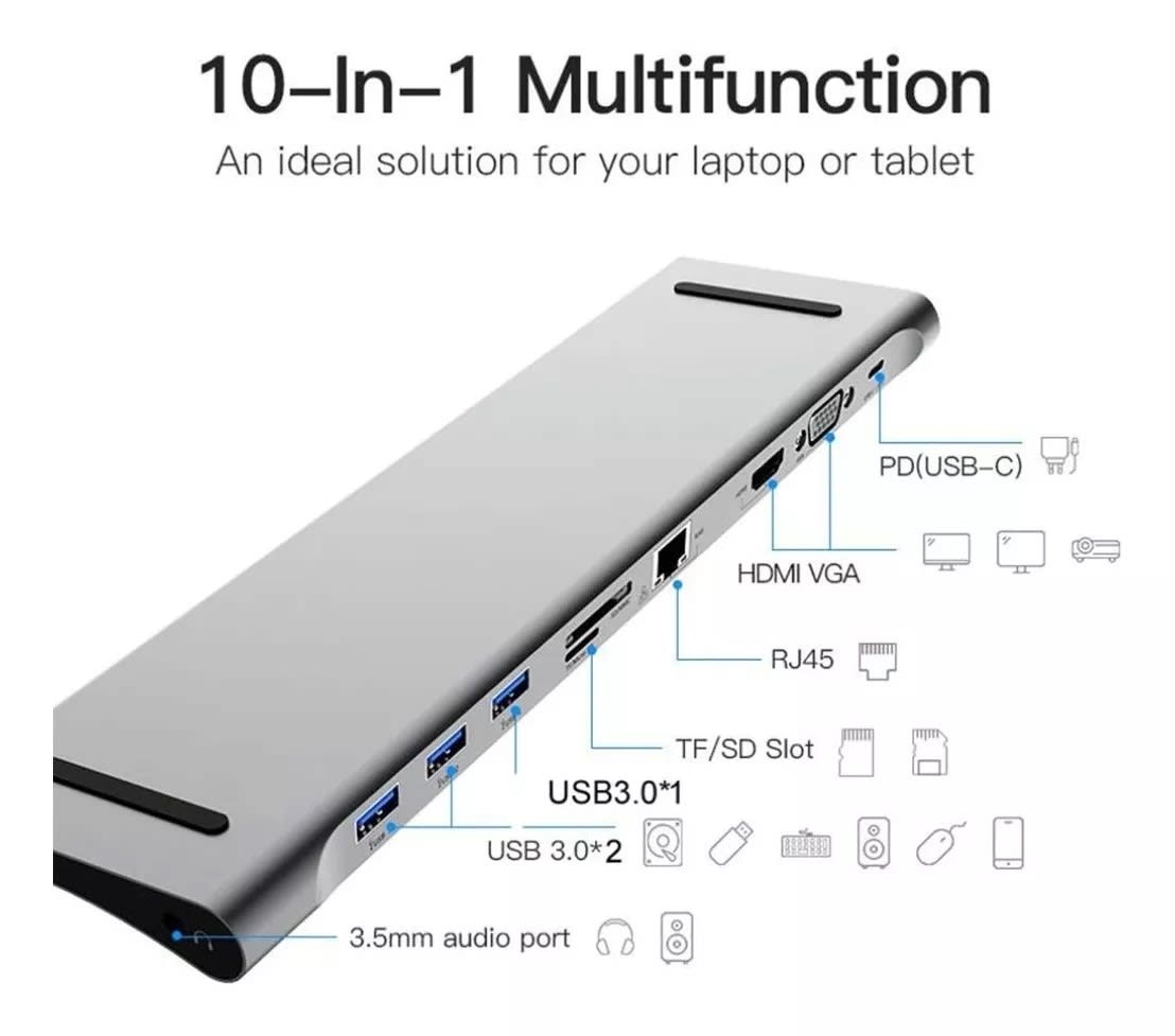 ADAPTADOR USB TIPO C DOCKING STATION PARA MACBOOK 10 EN 13