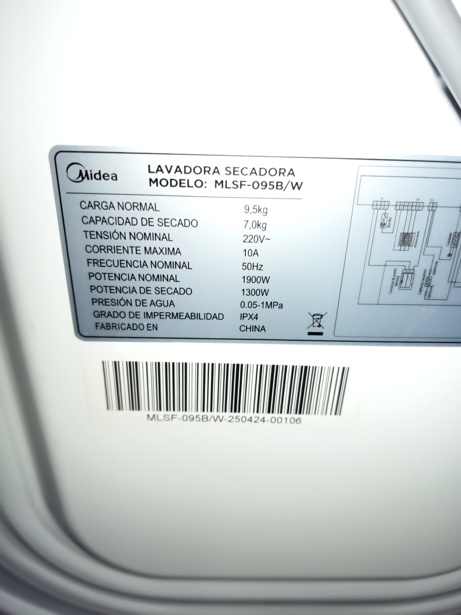 Lavadora Secada Midea MLSF-095B/W 9.5/7KG7
