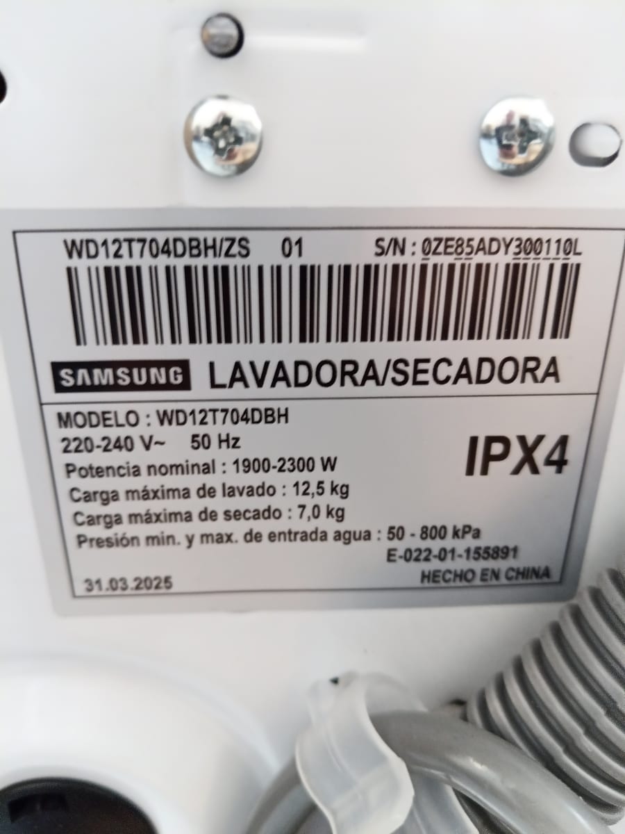 LAVADORA-SECADORA SAMSUNG WD12T7044