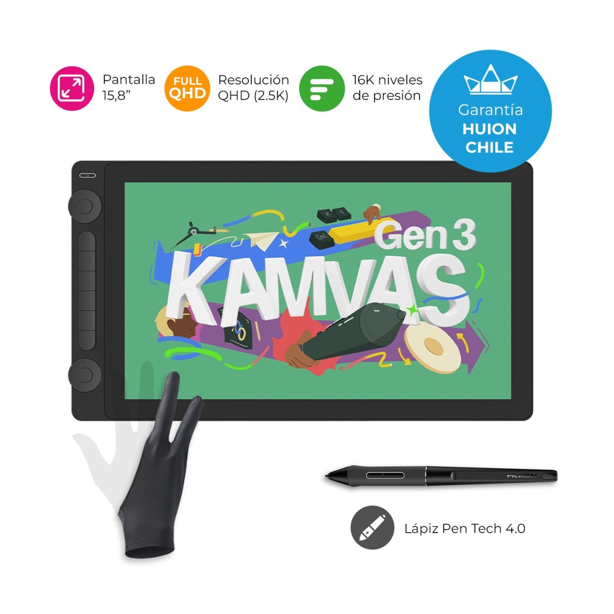 Tablet  de dibujo grafica HUION KAMVAS 16 (Gen 3)1