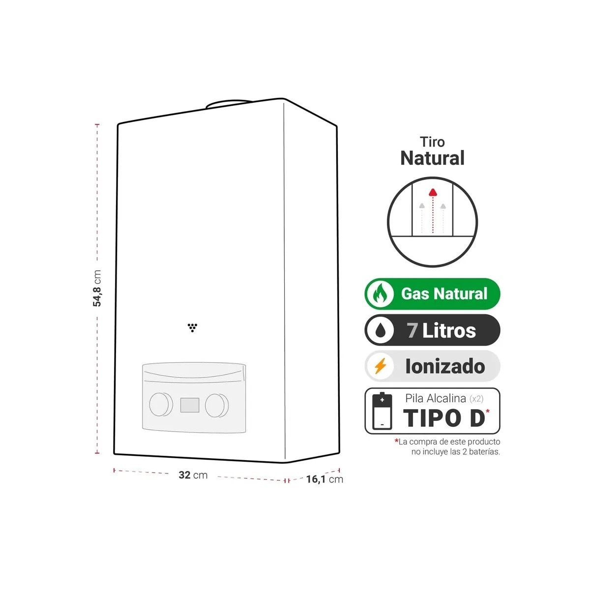 Calefont Tiro Natural 7 litros Gas Natural1