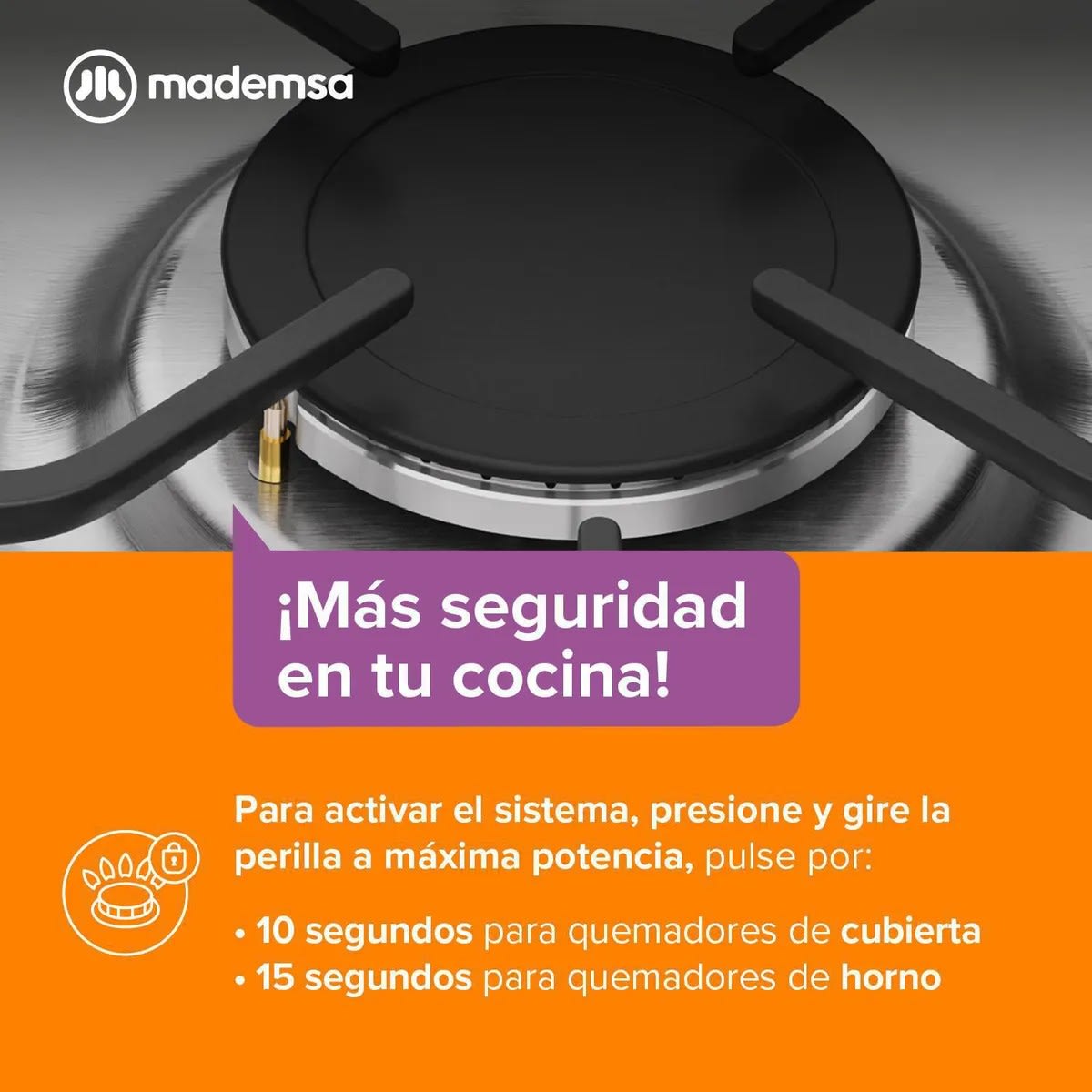 Cocina a Gas 6 Platos Inox M 820 T2